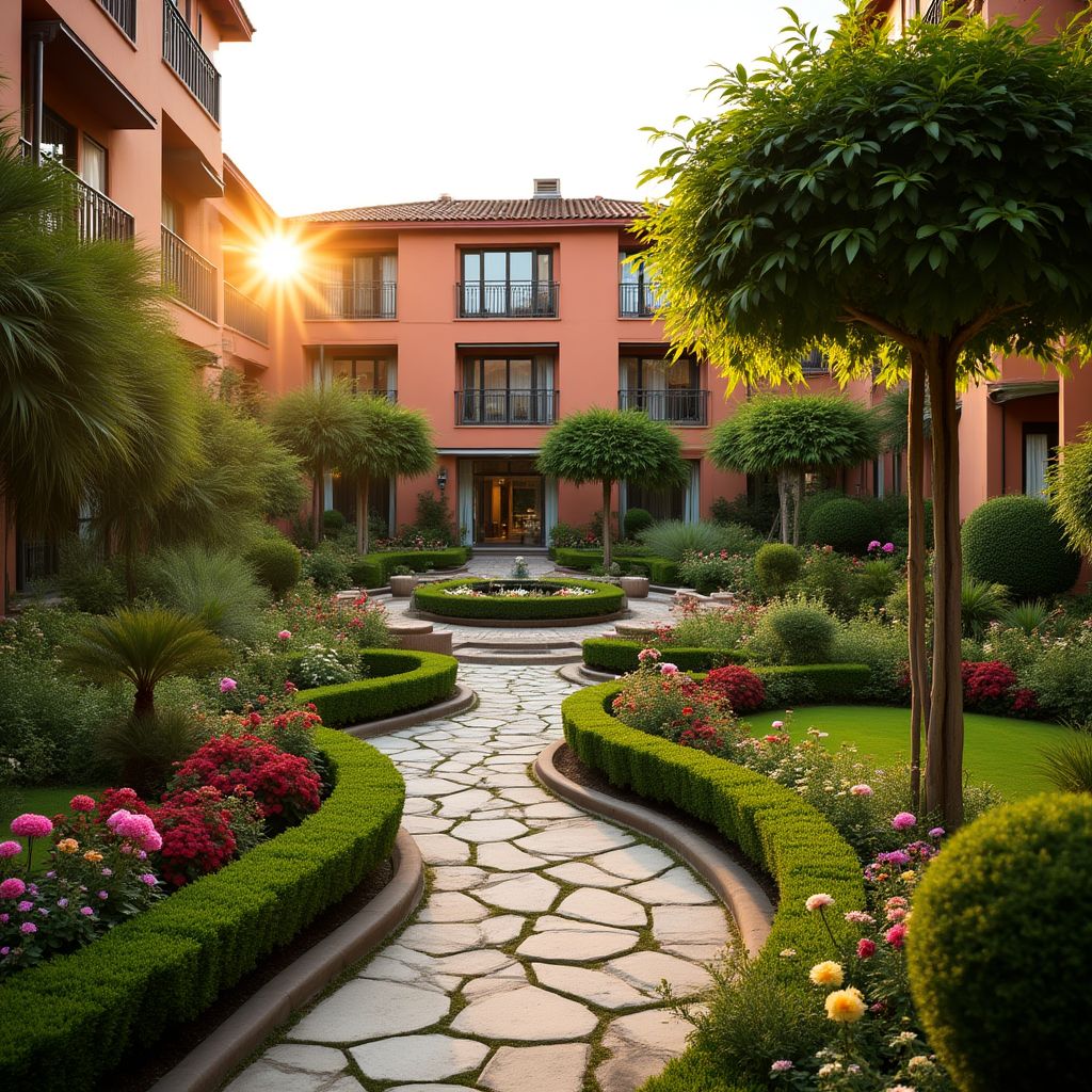 Jardin paysager de l'hôtel